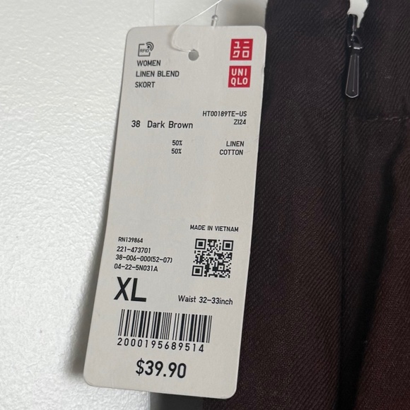 Uniqlo Linen Blend Skort - Dark Brown - Picture 4 of 4